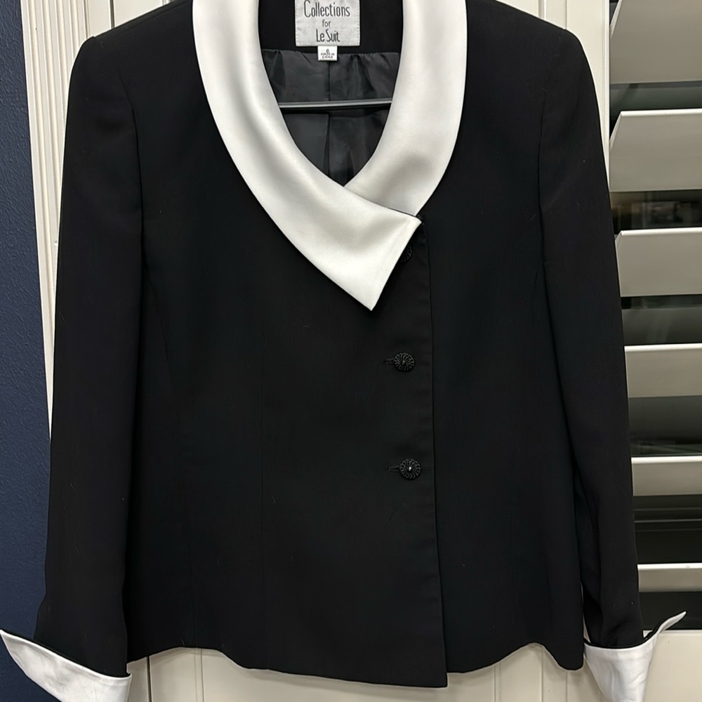 Long Sleeve, Black & White, Classic Suit Top